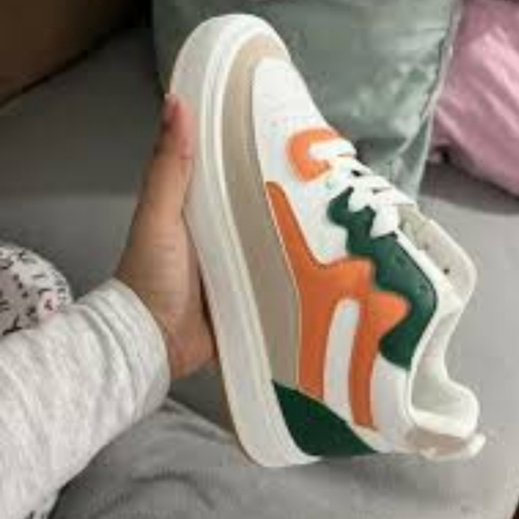 Vibrant High Top Sneakers in Orange and Green - Picture 7 of 8